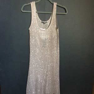 2 PCs tank style dress loose weave w/sequence/slip